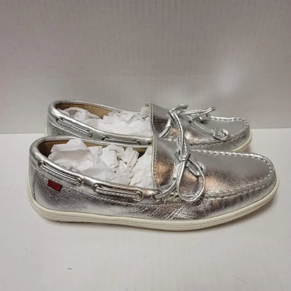 Marc Joseph Silver Size 4.5 Boat Driving Shoes Womens Casual Youth/Girls/Women